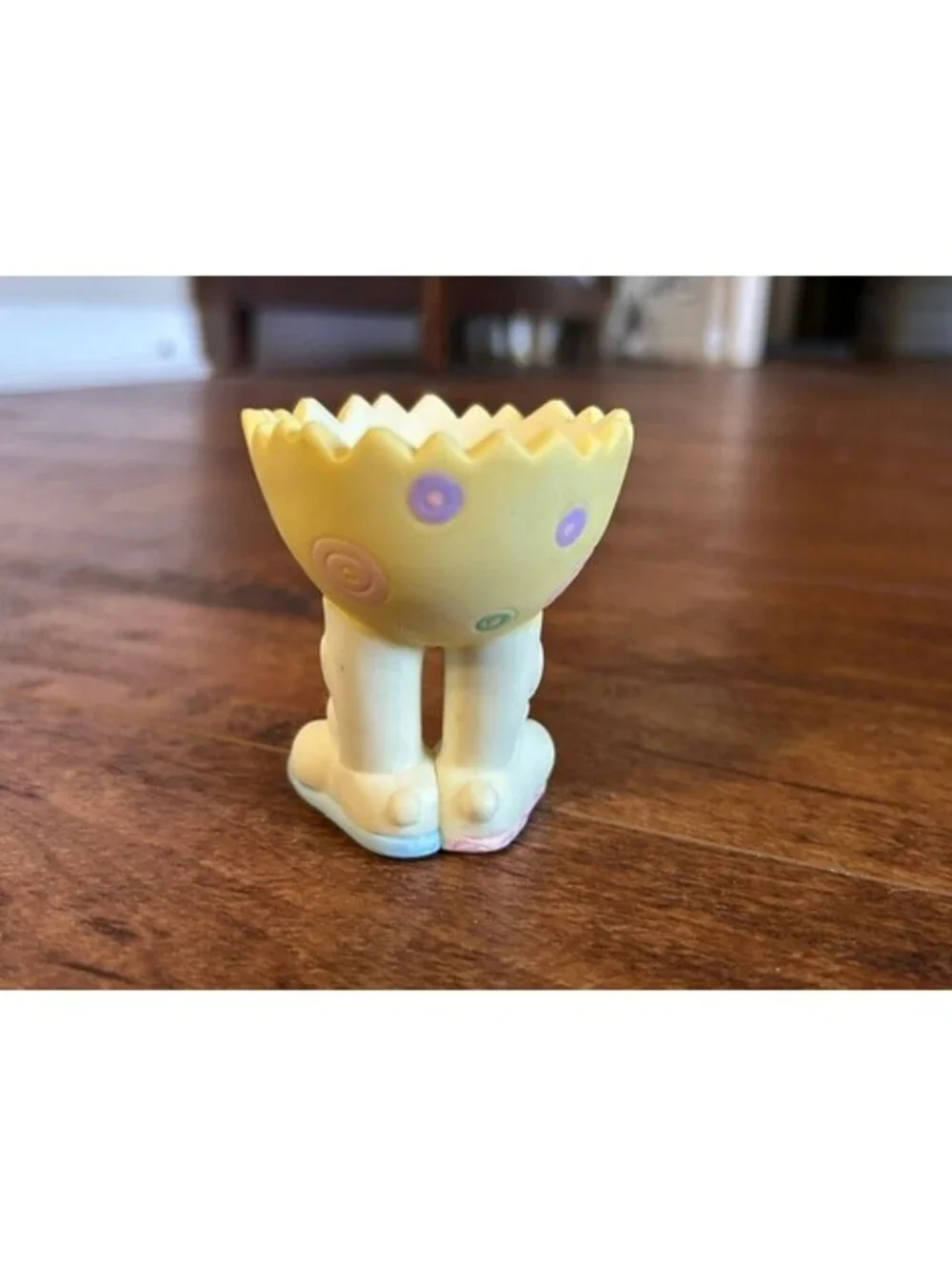 Vintage Ceramic Egg Cup with Bunny Legs and Candle